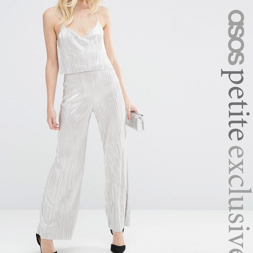 NWT ASOS PETITE SILVER JUMPSUIT